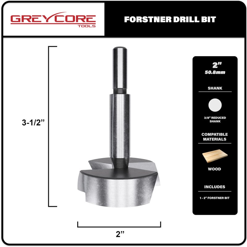 Greycore Tools 2 Inch x 3-1/2 Inch Forstner Drill Bit, High Speed Steel for Woodworking - Hardwood, Softwood and Plywood (2    Forstner) - Image 2